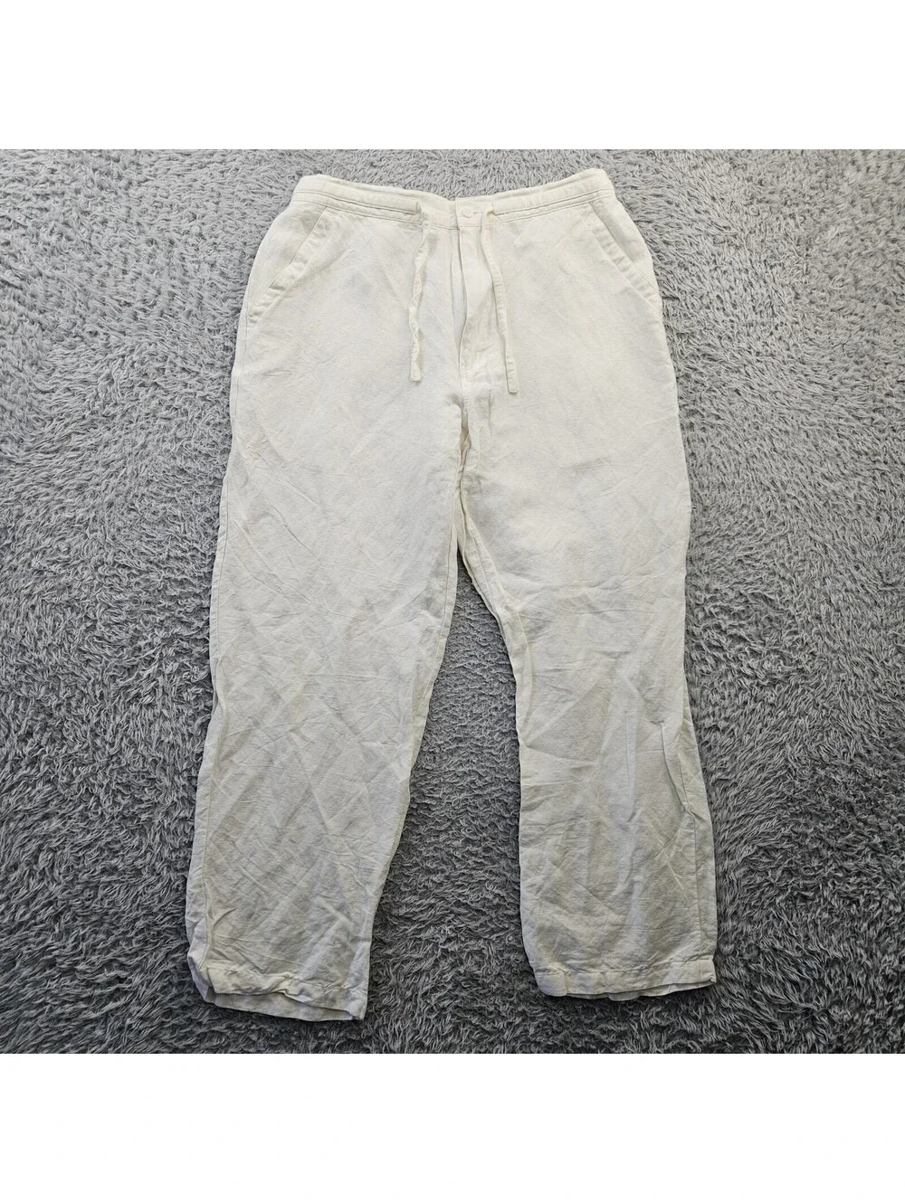 CUBAVERA Linen Pants Men Medium 32-34x28 Drawstring White